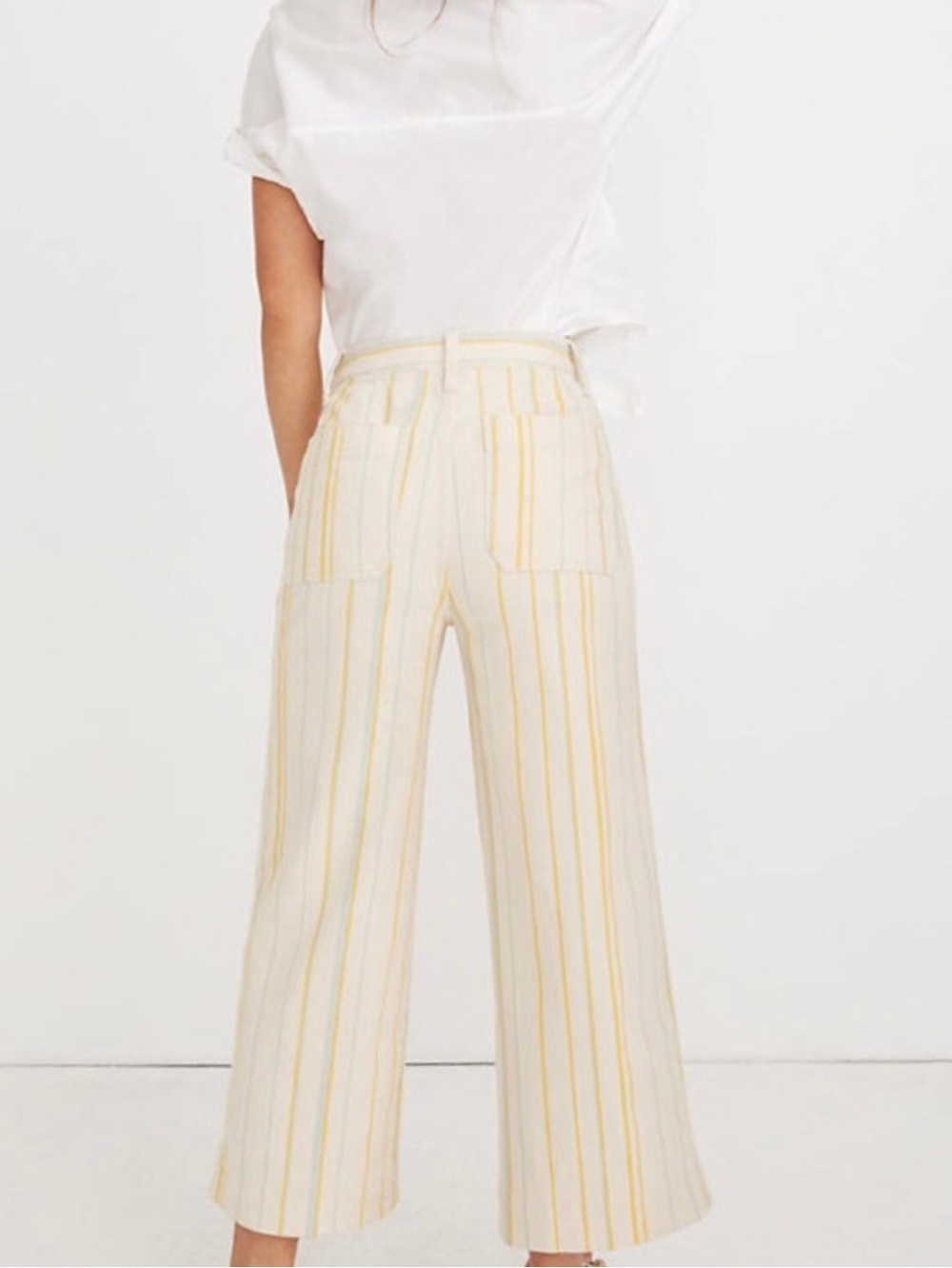 Madewell Cream Pants with Yellow and Light Blue Stripes - Picture 2 of 9
